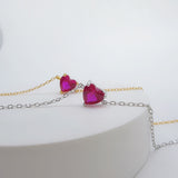 Close-up of the Scarlet Bracelet showcasing a single heart-cut cubic zirconia set on a 14K gold-plated 925 sterling silver chain, with a high-polish finish and delicate, romantic design.