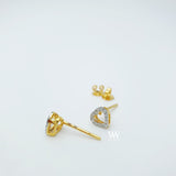 heart shaped ear studs made with 18 karat gold set with high quality round brilliant diamond.