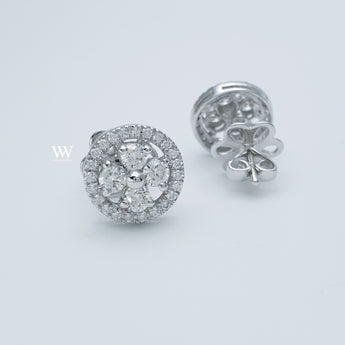 Blossom diamond earrings, high quality round brilliant diamonds set in 18K white gold.