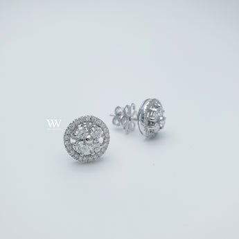 Blossom diamond earrings, high quality round brilliant diamonds set in 18K white gold.