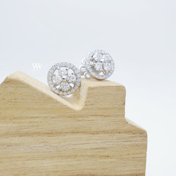 Blossom diamond earrings, high quality round brilliant diamonds set in 18K white gold.