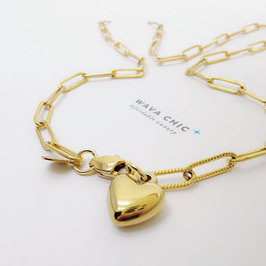 Chain Lock Heart Necklace - Wava Chic