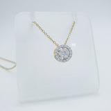 Cluster diamond pendant on White gold 18K necklace with diamond halo.