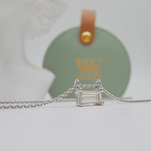 Lana, Floating Emerald-Shape Diamond Necklace