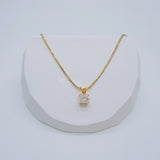 Princess Cut Lab diamond pendant on 14K yellow gold 15 inches necklace 