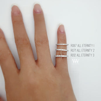 Eternity ring size comparison, eternity 1, 2 and 3