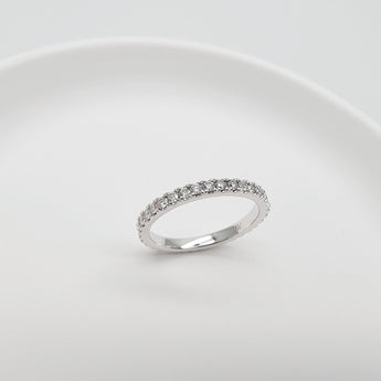 eternity diamond ring on 18K white gold band