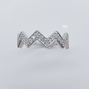 Zig Zag Diamond Band Ring, 14K