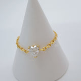 Heart shape diamond 0.2 ct on adjustable 14K gold chain ring 