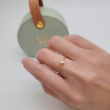 Heart shape diamond 0.2 ct on adjustable 14K gold chain ring 