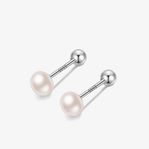 Perlina ScrewBack Midi – Gold-Plated S999 Silver Earrings with Freshwater Pearl - Wava Chic